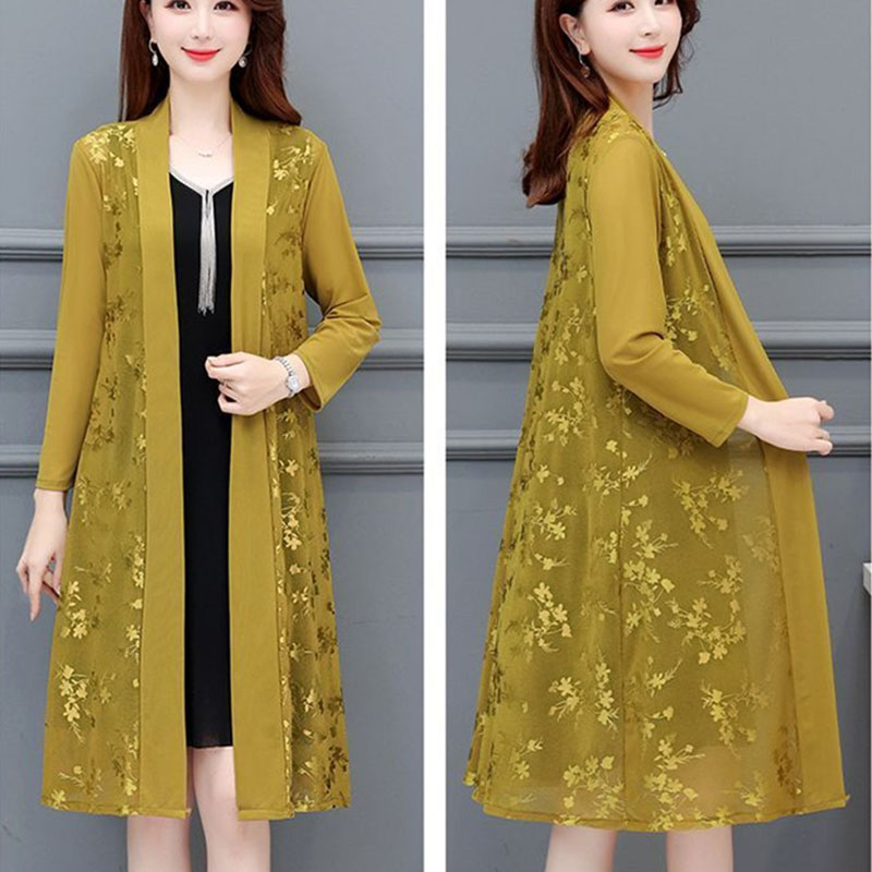 Veste cardigan imprimée à manches longues pour femmes, vêtements de protection solaire d'été, manteau de protection solaire, mince, mi-long, monochrome, femme, nouveau