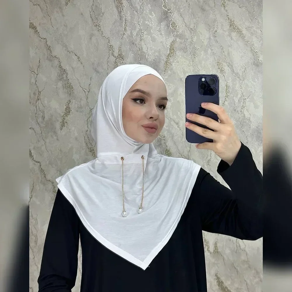 Ramadan instantané Hijab femmes musulman écharpe chaîne foulard enveloppes extensible tête cou couverture châles Amira islamique prière Hijabs Turban