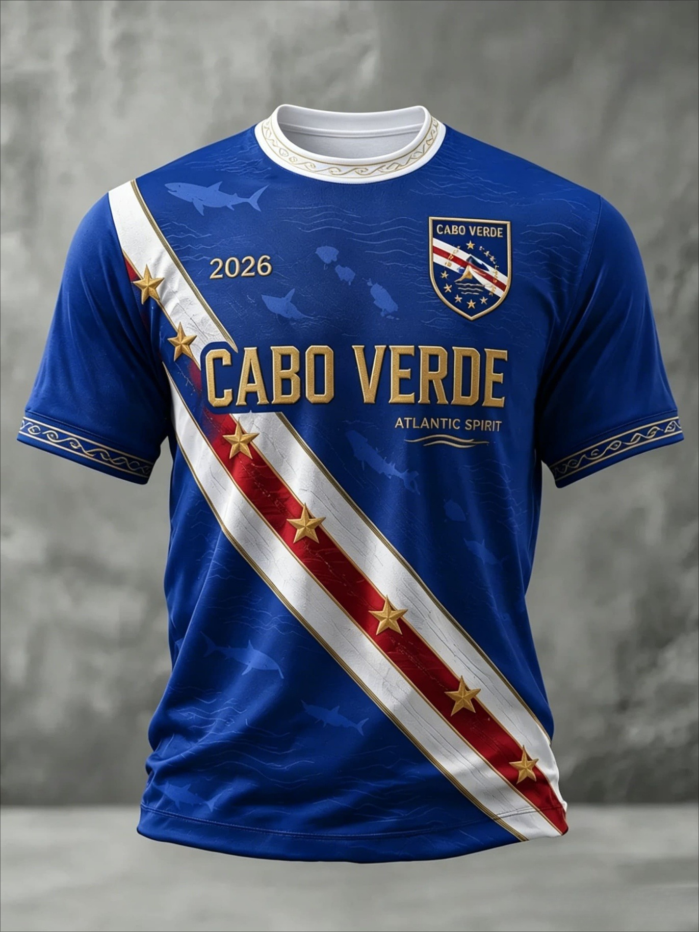 Maillot de football Cap-Vert 2026 pour homme, T-shirt à manches courtes imprimé 3D, T-shirt de sport à motif intégral, T-shirt pour femme, Haut Harajuku