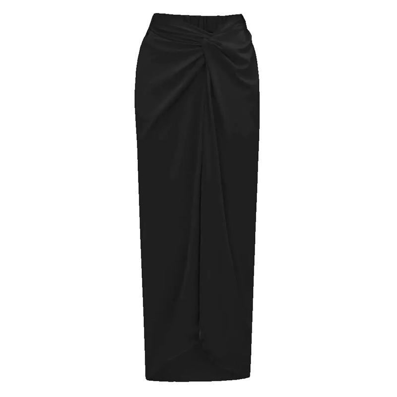 Mode solide robe de plage femmes décontracté élastique taille haute fente jupe longue été 2025 nouveaux vêtements de plage Spice Girl Bikini couvrir