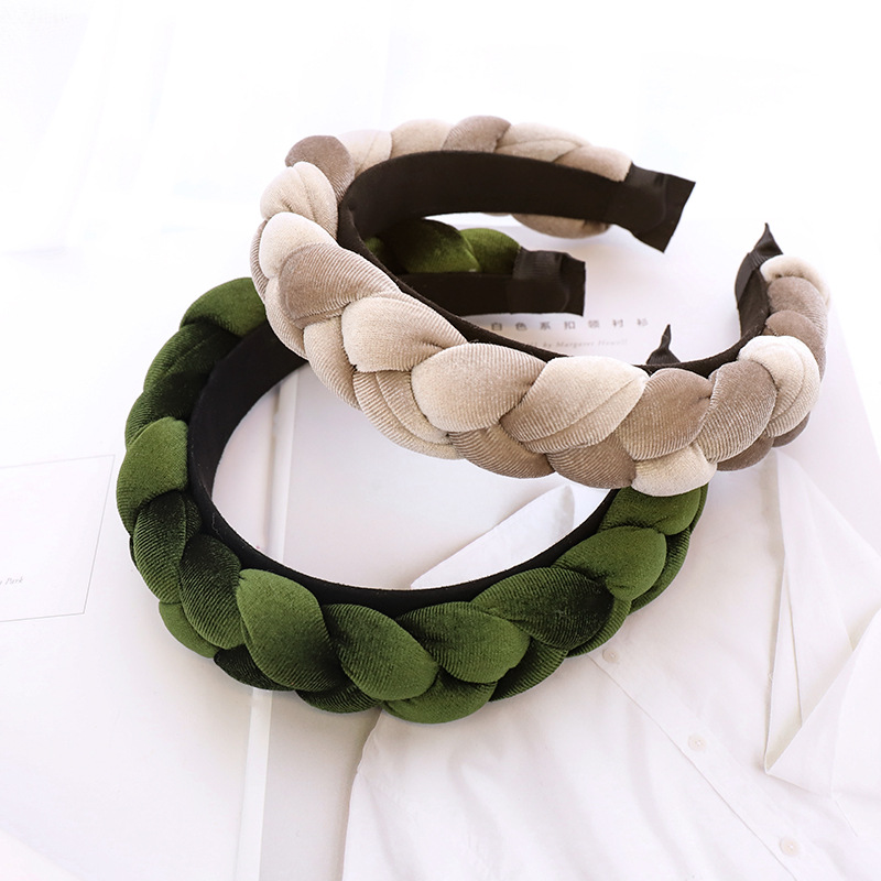 Bandeau tressé en velours pour femmes et filles, accessoires de cheveux
