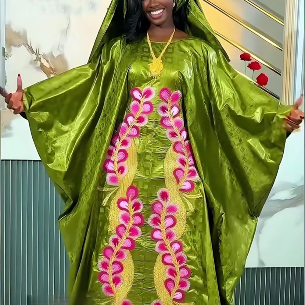 Robes longues de soirée africaines grande taille pour femmes 2026 – Nouvelle robe de luxe brodée Bazin élégante pour mariage musulman turc