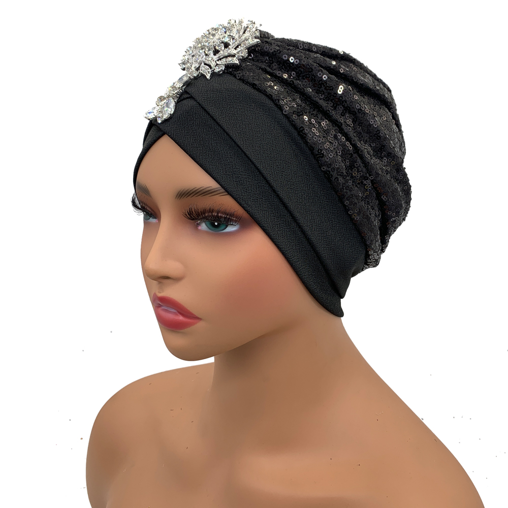 Bonnet turban de luxe avec biscuits pour femme, écharpe de sauna musulmane, enveloppes de tête douces et confortables, bonnet