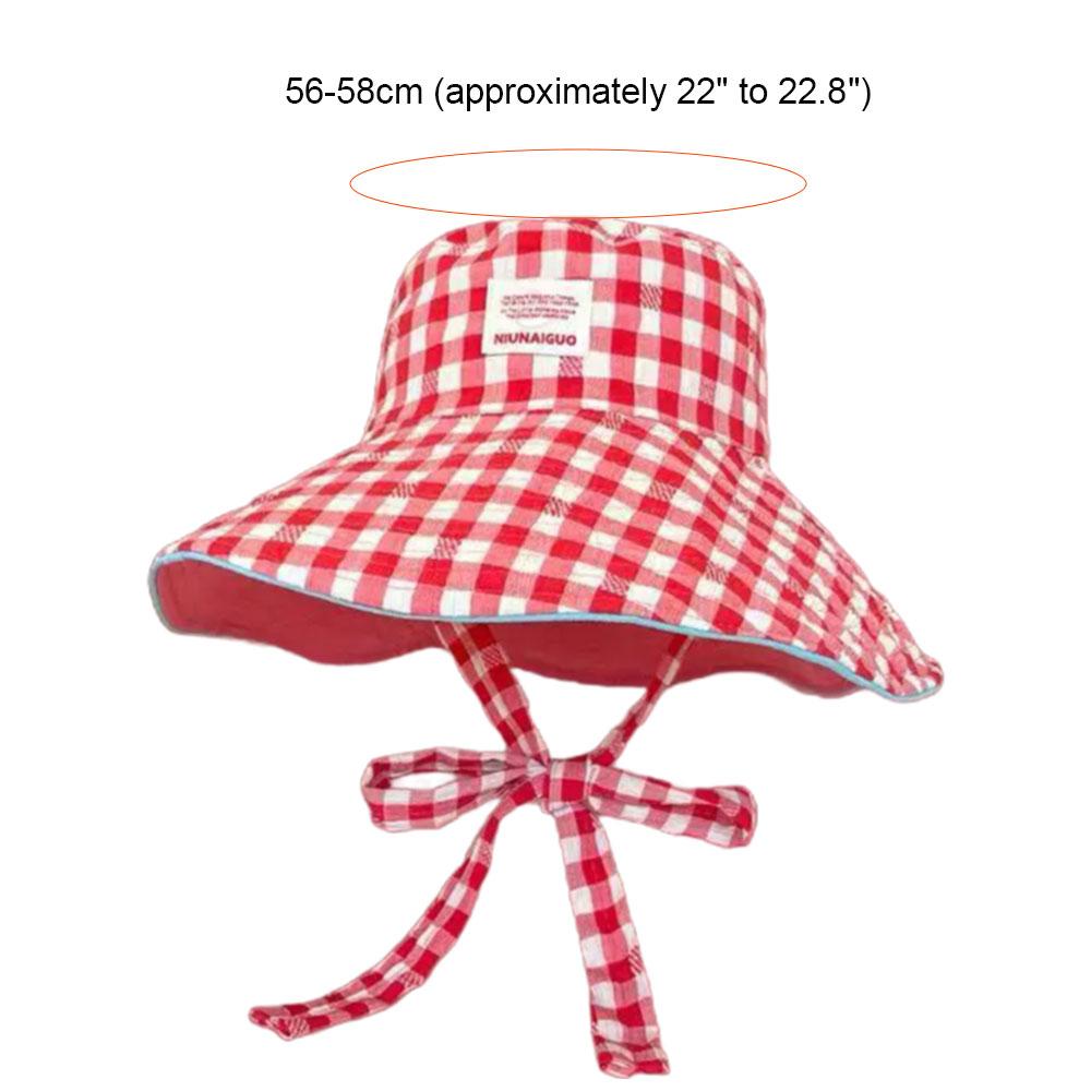 Chapeaux de soleil à large bord pour femmes, protection UV, avec sangle sous le menton, chapeau de plage à carreaux pastel mignon pour les voyages en plein air et le quotidien
