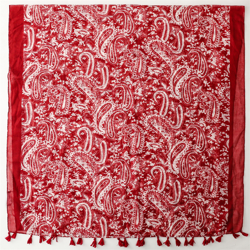 2026 printemps mode marron Paisley Floral gland Viscose châle écharpe dame imprimer doux Pashmina Hijab et enveloppes Foulard musulman