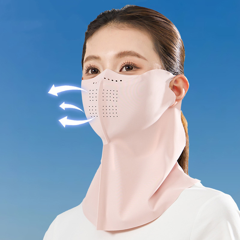 Masque facial d'été avec écharpe, Protection solaire, respirant, pour femmes, voyage en plein air, sens glacé, Protection du visage et du cou