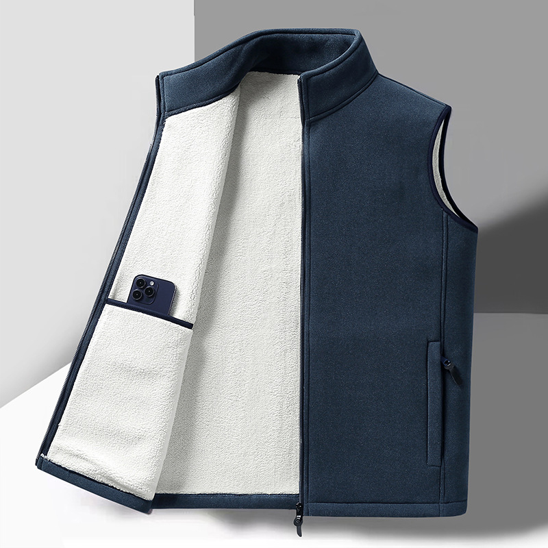 Marque de mode grande taille mâle chaud gilet polaire gilet hommes agneau cachemire chaud sans manches manteau hommes marque vêtements hiver gilet