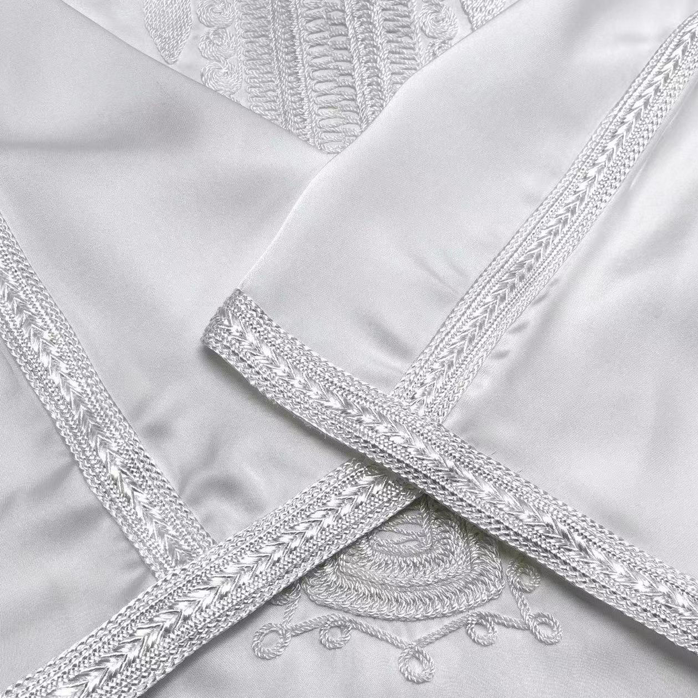 Qamis blanc brodé marocain pour hommes musulmans, abaya islamique ample pour les fêtes, robe longue arabe pour homme