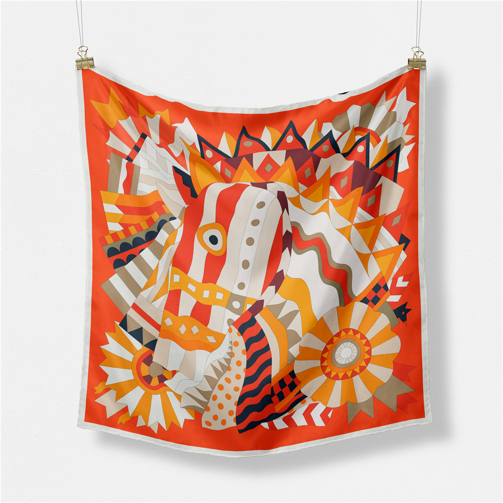 Foulard en Satin de soie pour femmes, mouchoir imprimé, tête carrée, Bandana, petit silencieux, Hijab, pour dames et filles, 53x53cm, nouvelle collection 2023