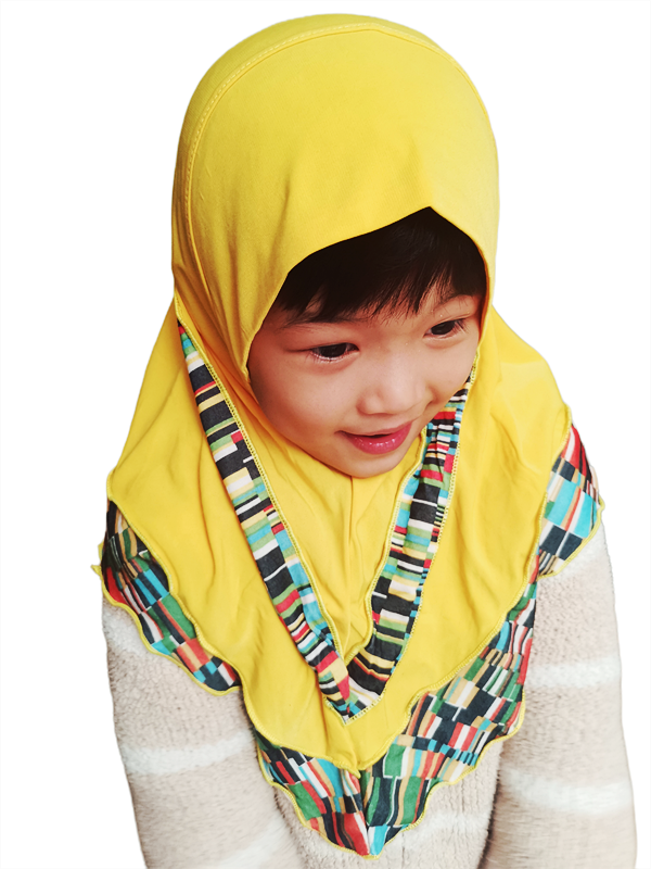 Magnifique Hijab arabe musulman pour filles Petite casquette islamique Bordure décorative Hijab aléatoire pour enfants de 1 à 5 ans
