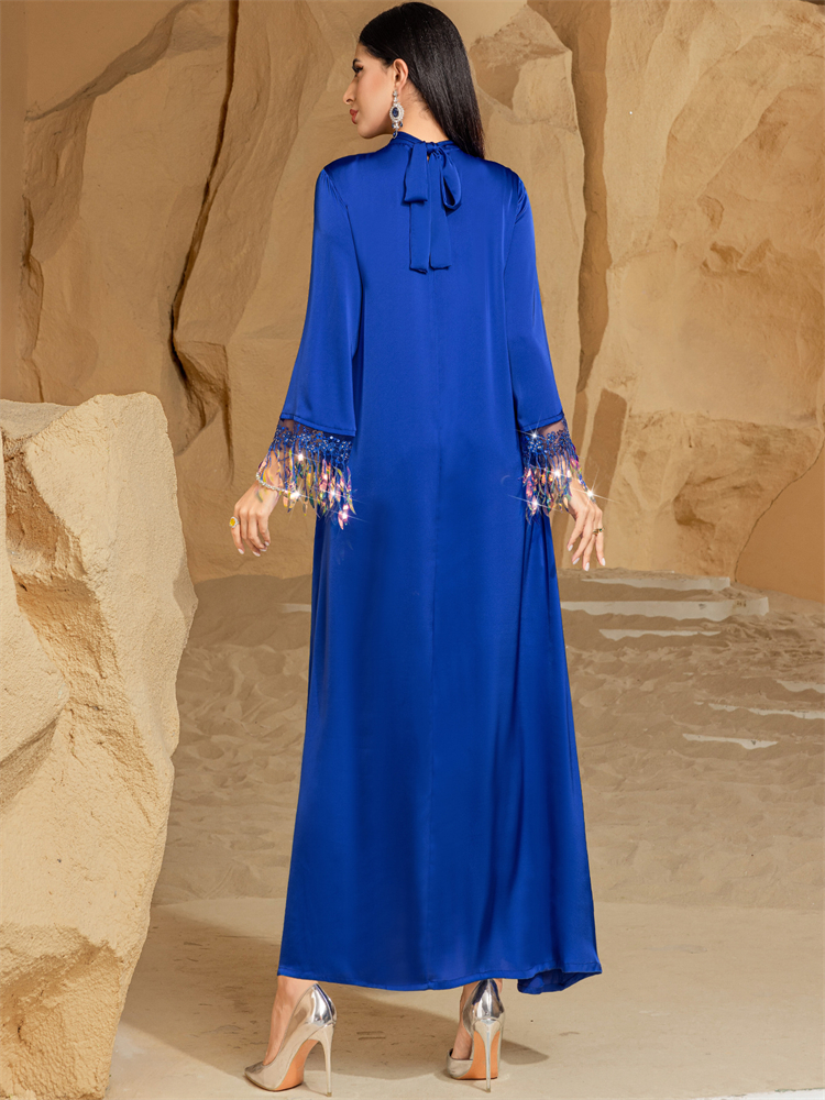 Abaya-Robe de soirée en satin pour femmes, caftan musulman de Dubaï, robes africaines islamiques pour la prière, vêtements de ramadan, caftan marocain, Eid