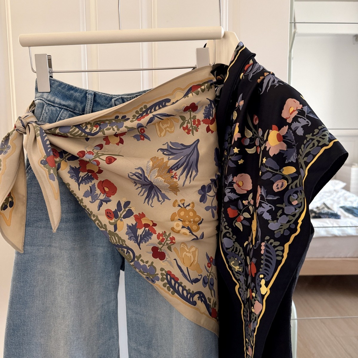 Écharpe Triangle florale polyvalente à la mode pour femmes, ceinture de taille, foulard décoratif, nouveau Style d'été, pour les déplacements élégants