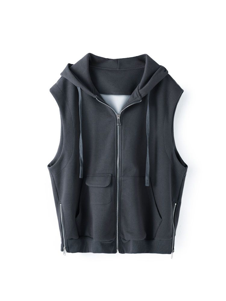 Manteau gris foncé à capuche avec fermeture éclair pour femme, manteau polyvalent, haut décontracté, vêtements tendance, mode coréenne, nouveau, automne, hiver, 2023
