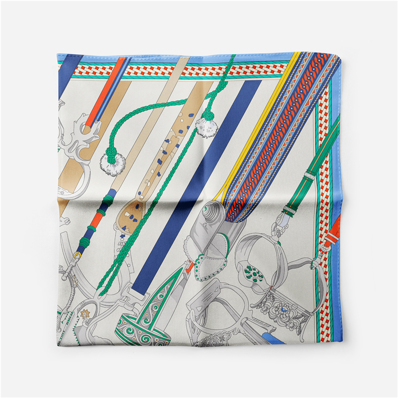 Écharpe Twill Melt Print pour femmes, écharpes carrées, écharpes de dégager, enveloppes bandana, petit hijab, sauna aught, bandeau de la présidence, 53cm