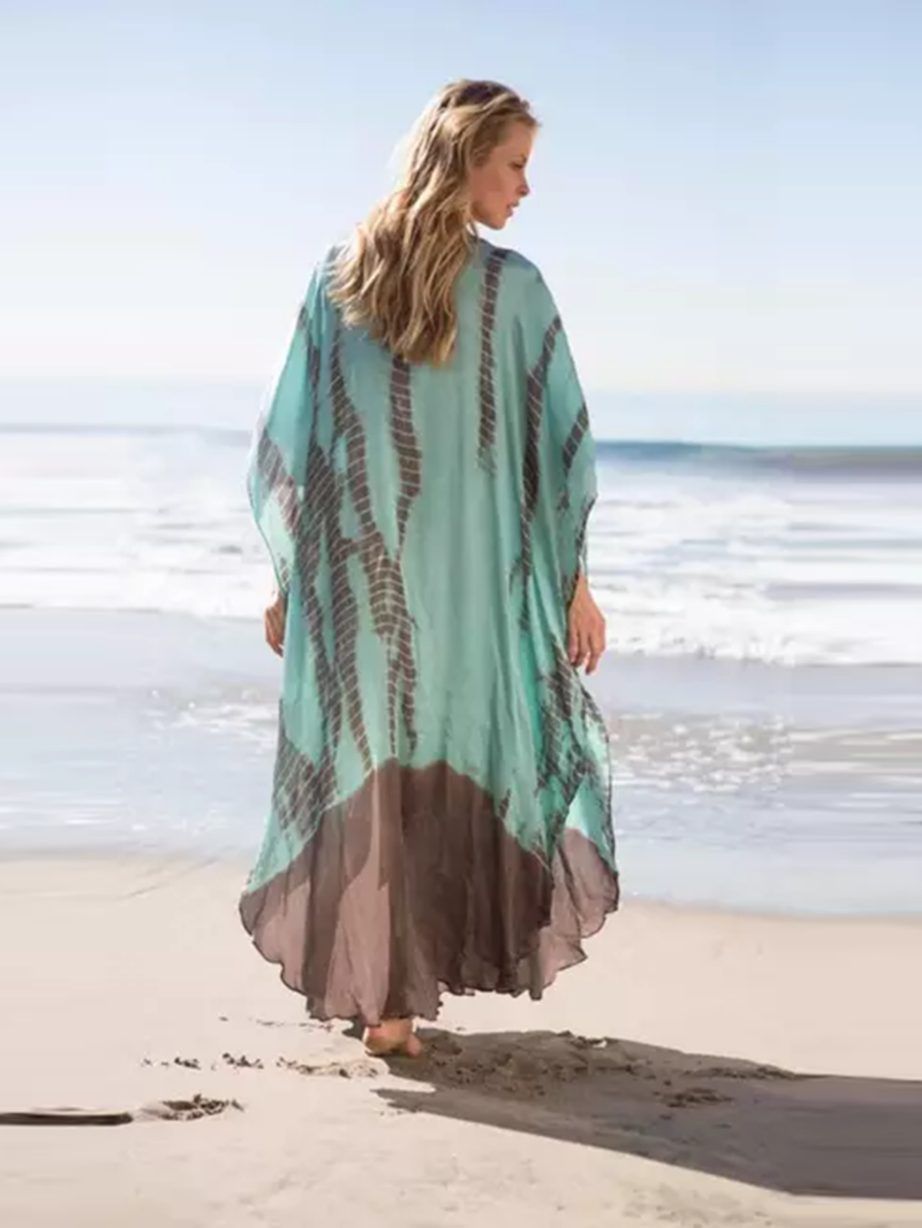 MAKABO Robes caftan pour femme, col en V Moo Moos imprimé coloré Cover Ups Caftan Robes de plage pour maillots de bain