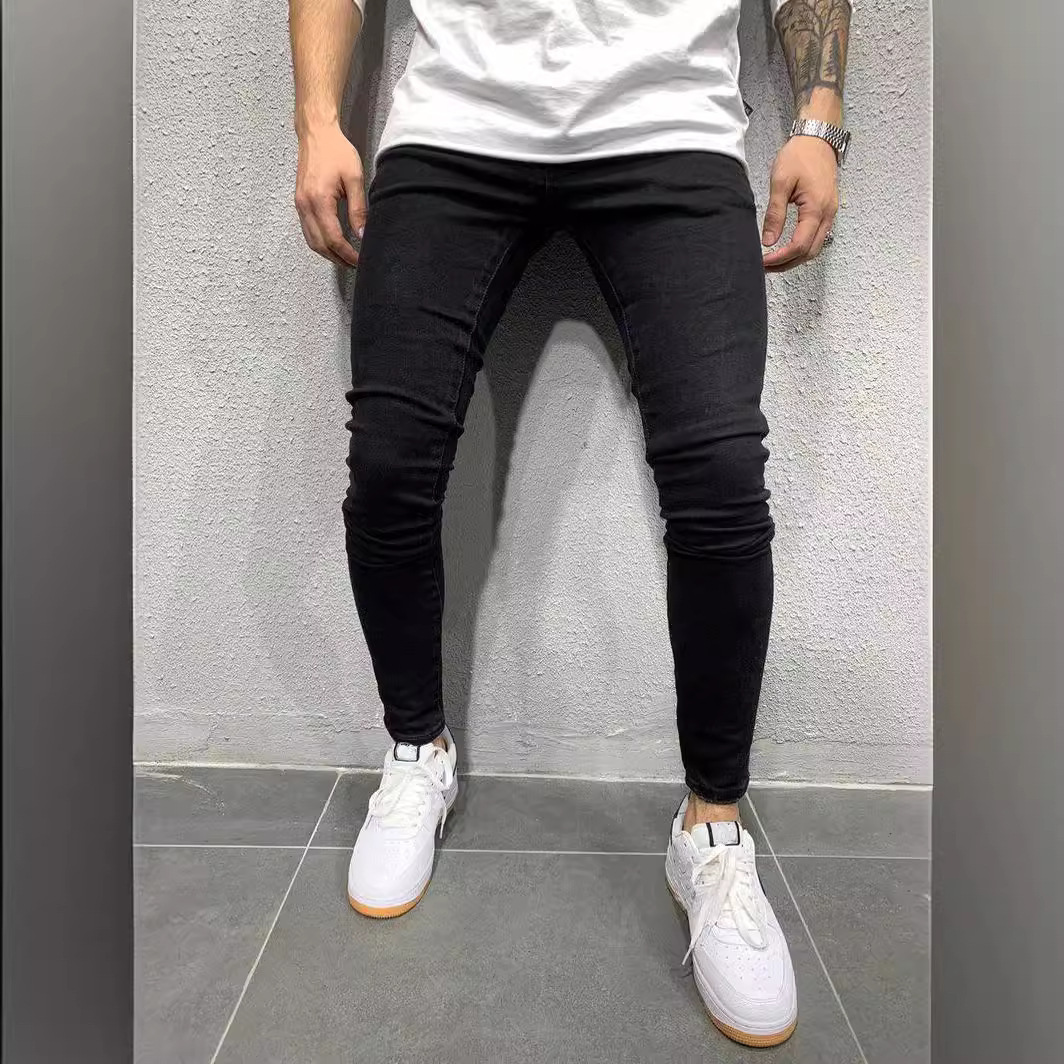 Haute qualité Stretch élastique jean moulant hommes européen américain classique solide lavé Denim pantalon décontracté pantalons Hombre Joggers