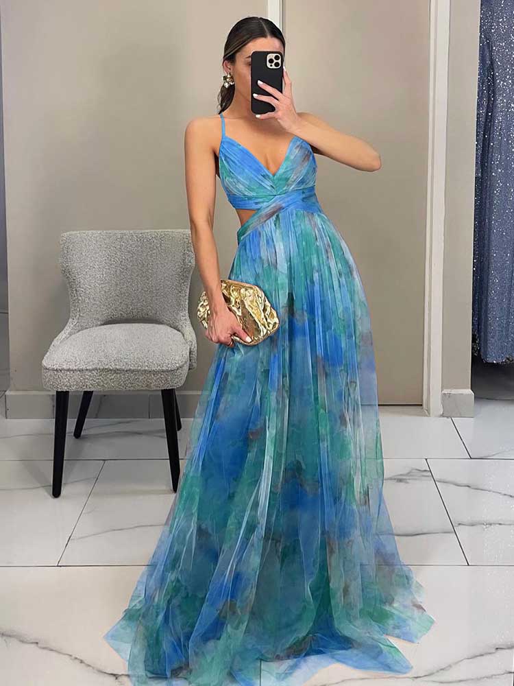 Robes Bohème Chic pour Soirée, Robes d'Été Taille Haute pour Femmes, Robe Longue Sexy en Maille Dos Nu à Bretelles Fines pour Anniversaire, Effet Amincissant