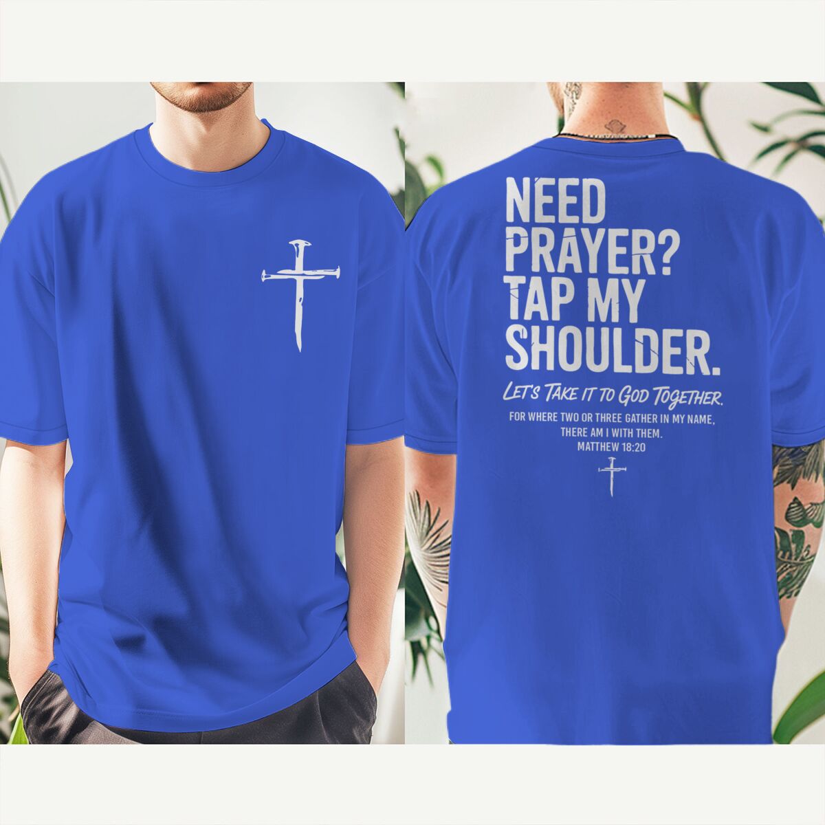 T-shirt de mode chrétien avec impression « Need Prayer Tap My Shoulder », pour hommes et femmes, versets bibliques, style vintage, streetwear Jésus