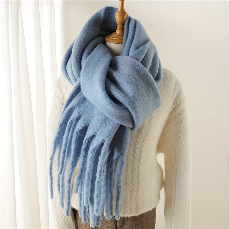 Nouvelle Écharpe Longue et Épaisse Chaude pour l'Hiver – Protection Contre le Froid, Châle Polyvalent, Élégant, Couleur Unie, Idéal pour Étudiants