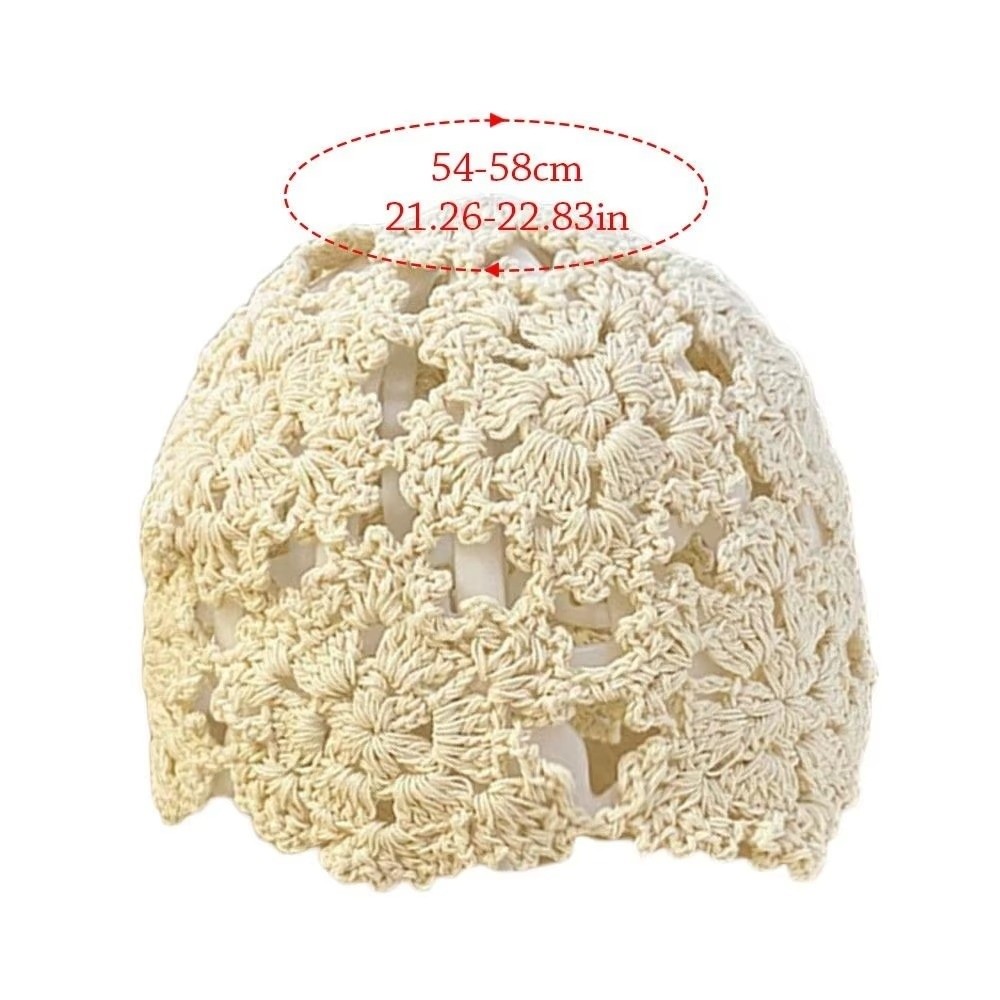 Bonnet en crochet style ethnique, couleur unie, fait main, ajouré, tricoté, respirant, pour filles