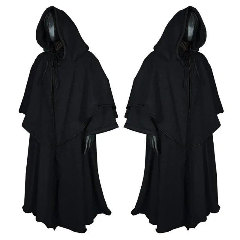 Cosplay Robe à capuche médiévale Costume Halloween habiller fête adulte moine cape assistant Guide Performance vêtements scène drame