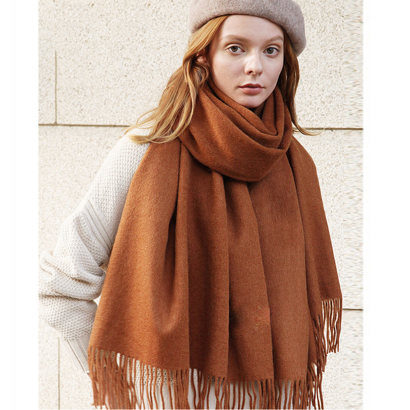 Écharpes en cachemire de haute qualité pour femmes, châles Pashmina épais et chauds et doux, enveloppes solides en laine, longue écharpe à pampilles, nouvelle collection hiver 2024