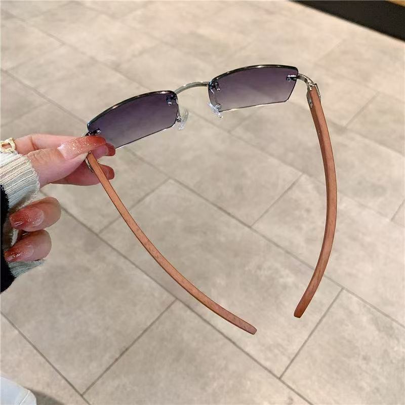 Lunettes de soleil punk tendance sans monture, rectangulaires, pour hommes et femmes, protection UV400, pour la conduite, verres dégradés sans cadre