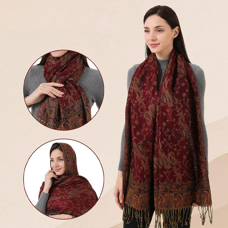 Nouvelle écharpe en imitation cachemire à franges jacquard - Luxueuse et haut de gamme, parfaite pour l'automne et l'hiver, une écharpe douce pour femmes