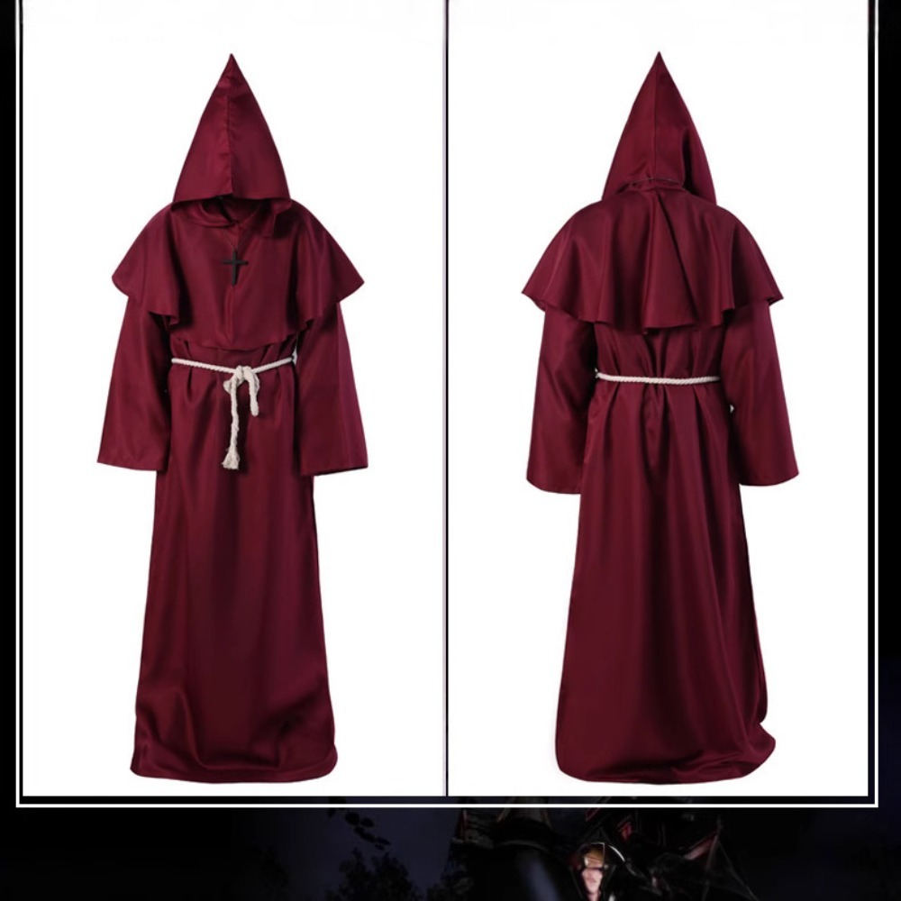 Robe longue médiévale à capuche pour moine, frère, prêtre, sorcier, unisexe, adulte, ample, tenue de scène pour mascarade, fête à thème, Halloween, cosplay