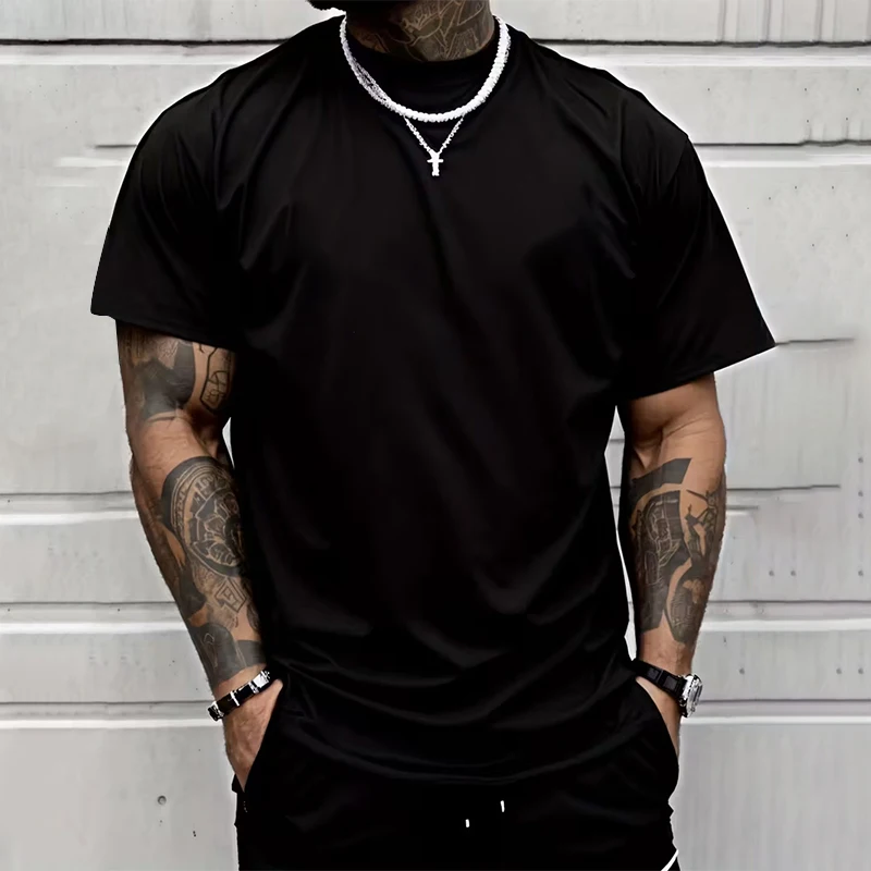 T-shirt homme haute qualité 100% coton col rond manches courtes classique noir blanc couleur Pure t-shirts printemps été décontracté dessus frais