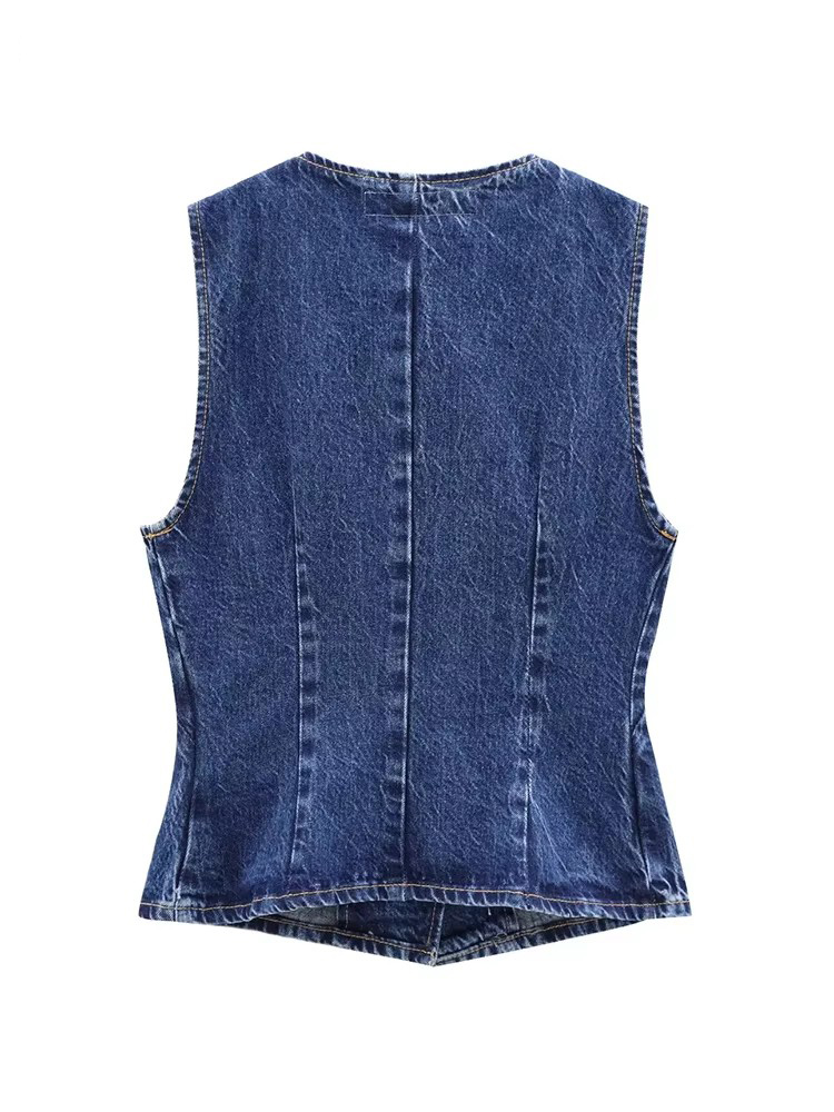 Nouveau Gilet Court en Jean Bleu pour Femme 2026 – Tendance Automne, Décontracté, Sans Manches, Style Urbain