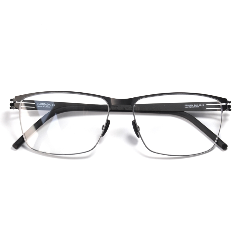 Monture de lunettes sans vis en métal ultra légère pour hommes, lunettes carrées d'affaires, lunettes à jante complète, design Berlin, Allemagne