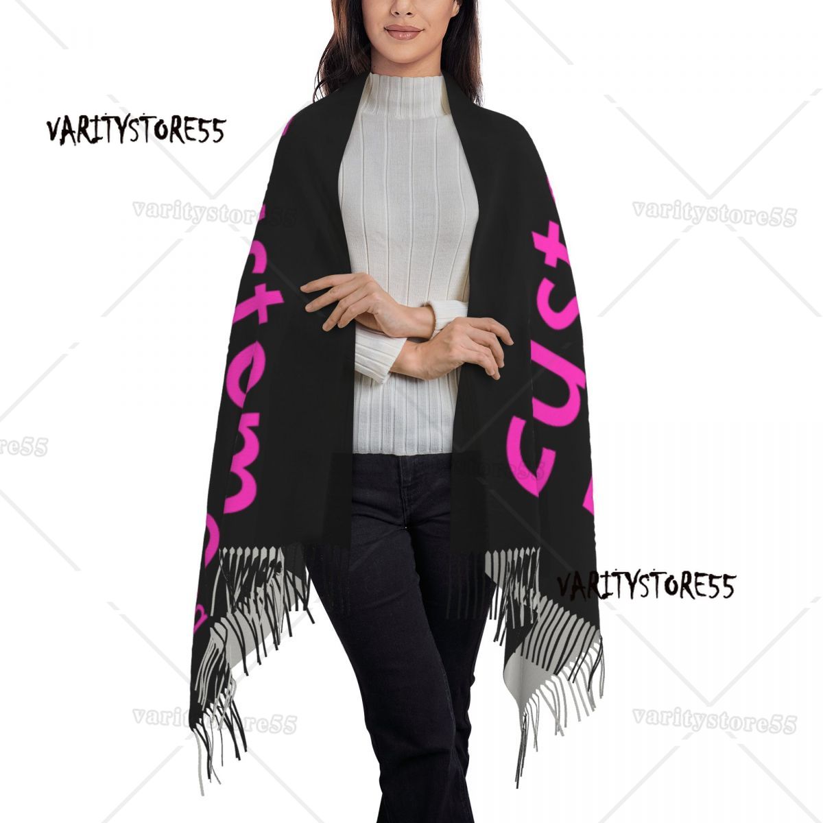Écharpe Personnalisée avec Photo et Logo pour Homme et Femme, Châle Chaud et Rond, DIY, Hiver et Automne