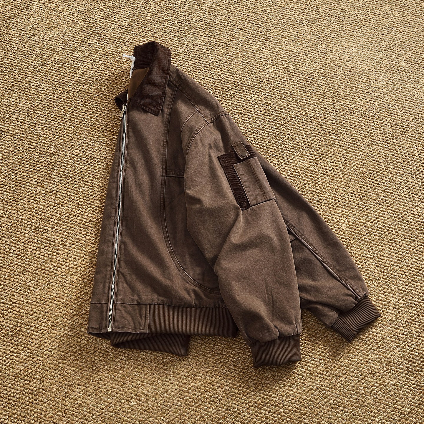 Nouvelle veste cargo en velours côtelé pour homme, style rétro américain, épaisse, avec col contrastant, effet vieilli, revers, décontractée, collection automne