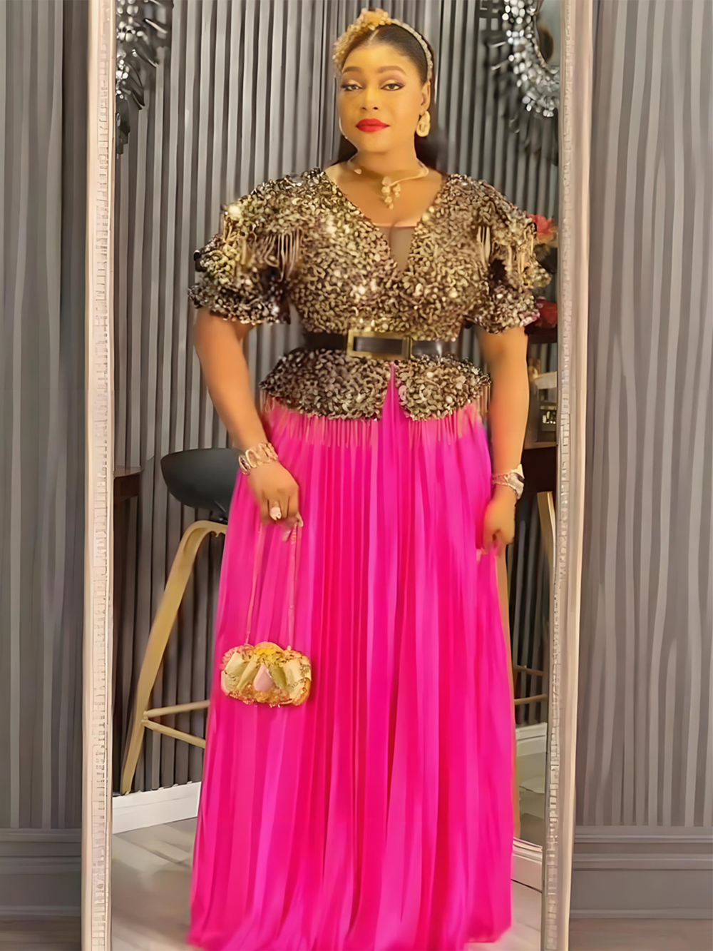Robes Africaines Élégantes pour Femmes, Robe de Soirée Longue de Luxe à Paillettes, Grande Taille, Robe de Mariage Turque, Nouvelle Collection 2026 Vêtements pour Femmes