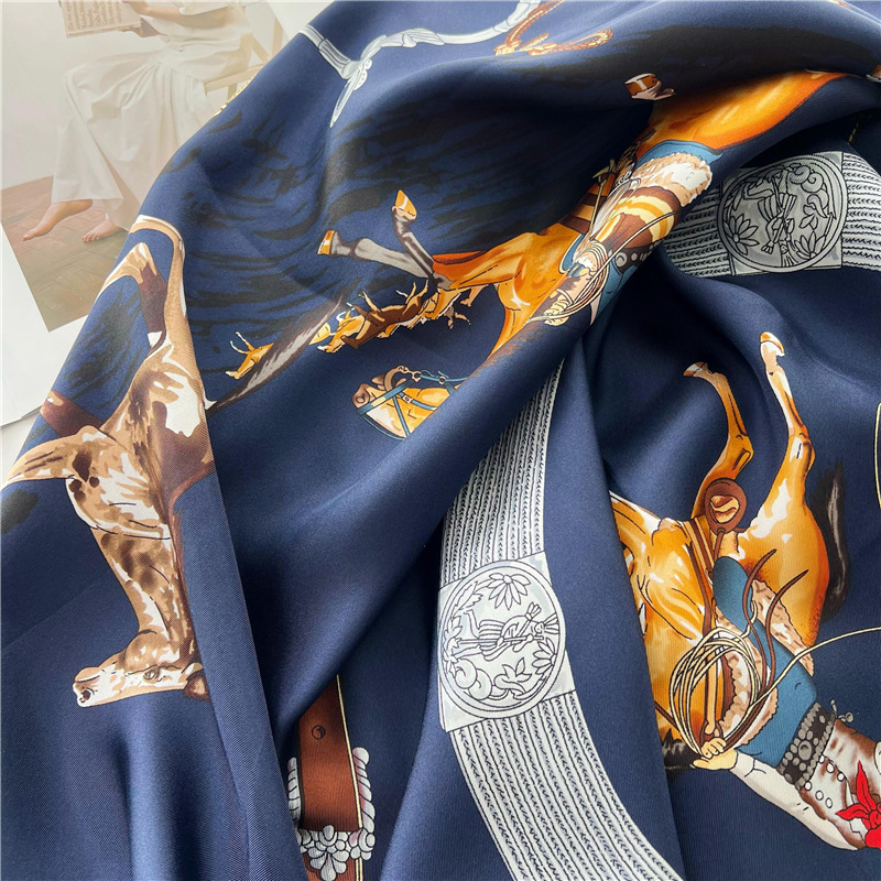 Foulard en soie de mûrier pour femmes, châles à bords roulés à la main, grandes écharpes carrées de luxe de styliste, décoration de cou pour vêtements, 135CM