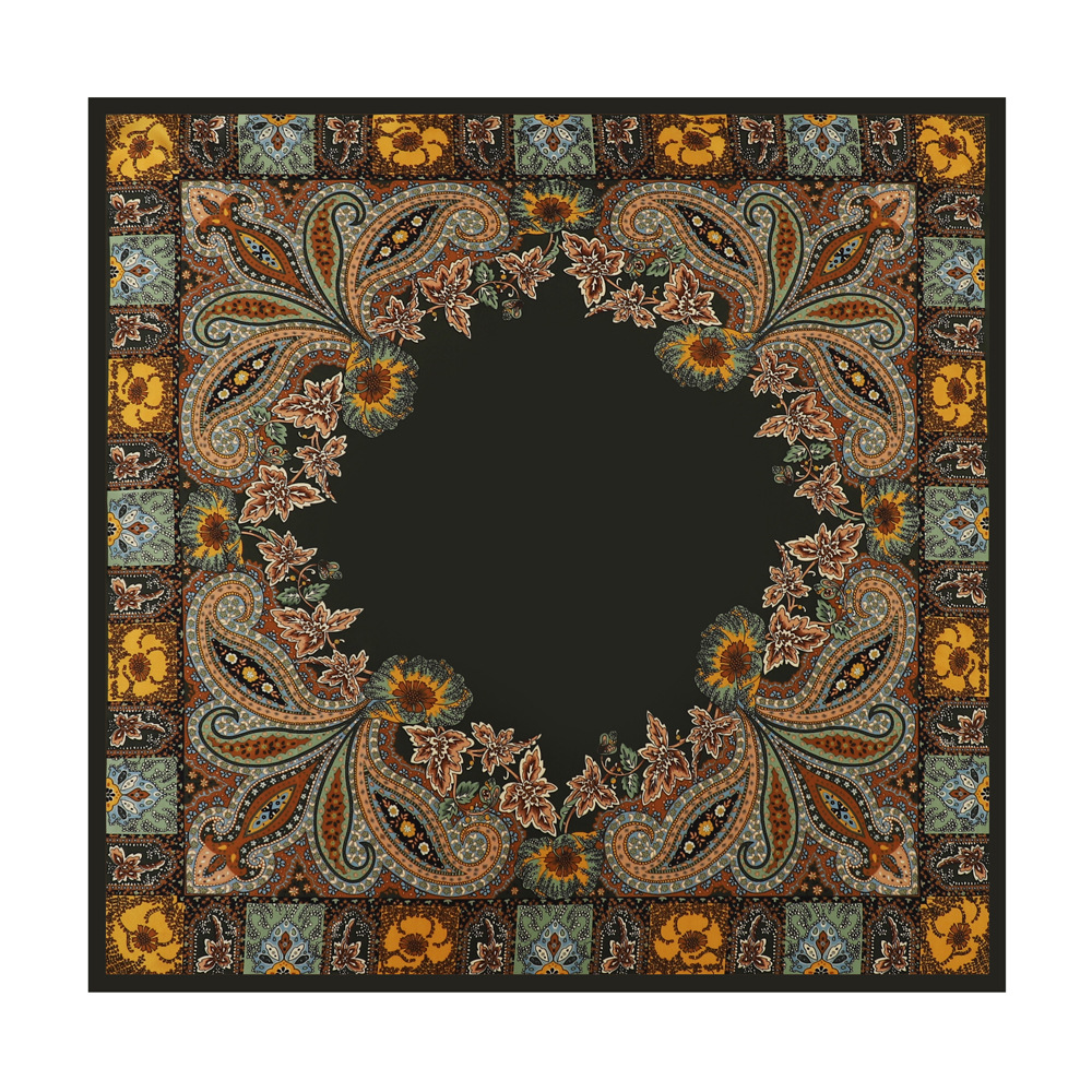 Foulard carré 90 cm pour femme, motif cachemire, bandana en satin, hijab vintage, foulard multi-usage pour le cou et les cheveux, cadeau de mode pour femmes