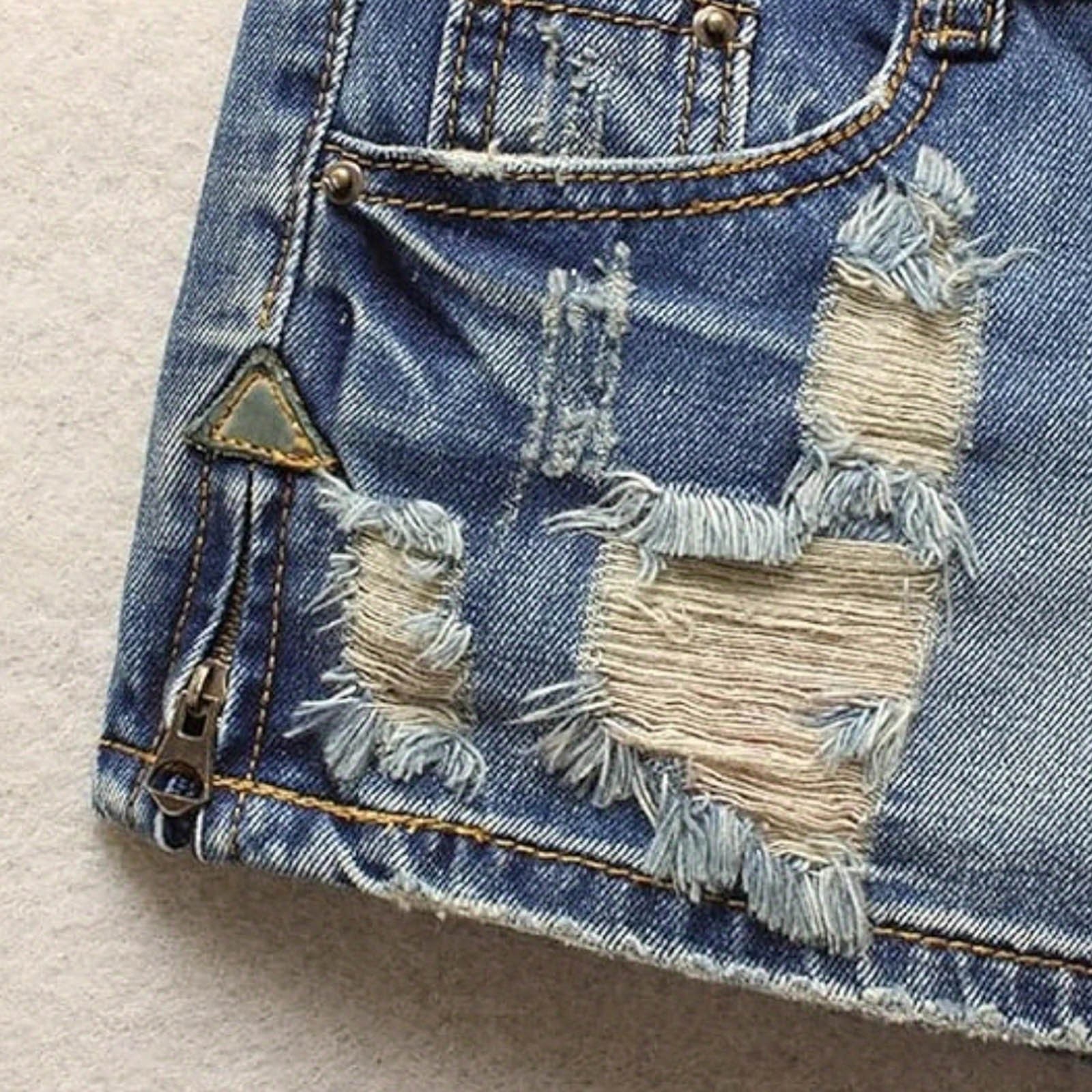 Shorts en jean délavé vintage pour femme, coupe ample, jambe large, déchirés, style décontracté, pour l'été, la plage et les occasions décontractées