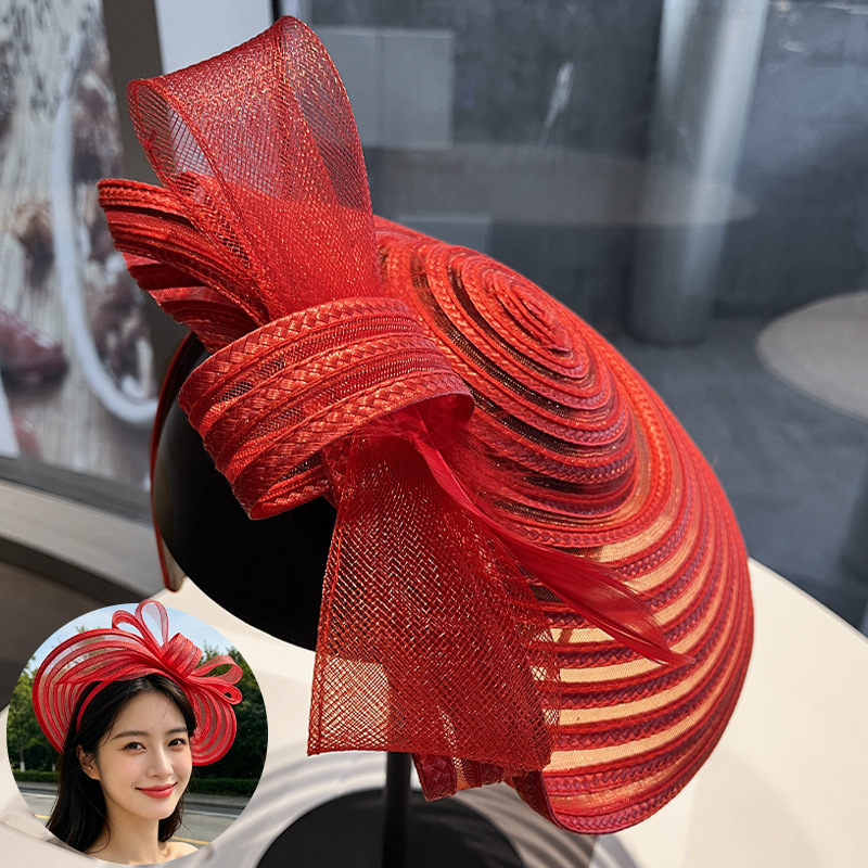 Élégant chapeau en maille tressée rétro polyvalent haut de gamme pour femme, accessoire de fête, décoration printemps-été