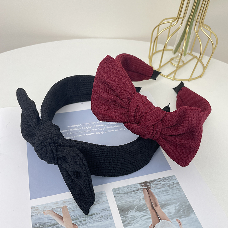 Bandeau tricoté pour femmes, Turban à gros nœud, couvre-chef de couleur unie, accessoires pour cheveux de printemps, nouvelle mode