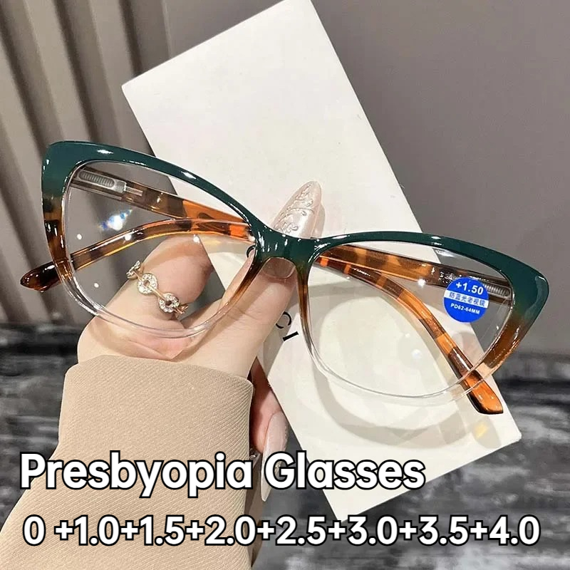 Lunettes de lecture œil de chat pour femmes, grande monture, presbytie, neutre, Anti-lumière bleue, haute définition, nouvelle mode