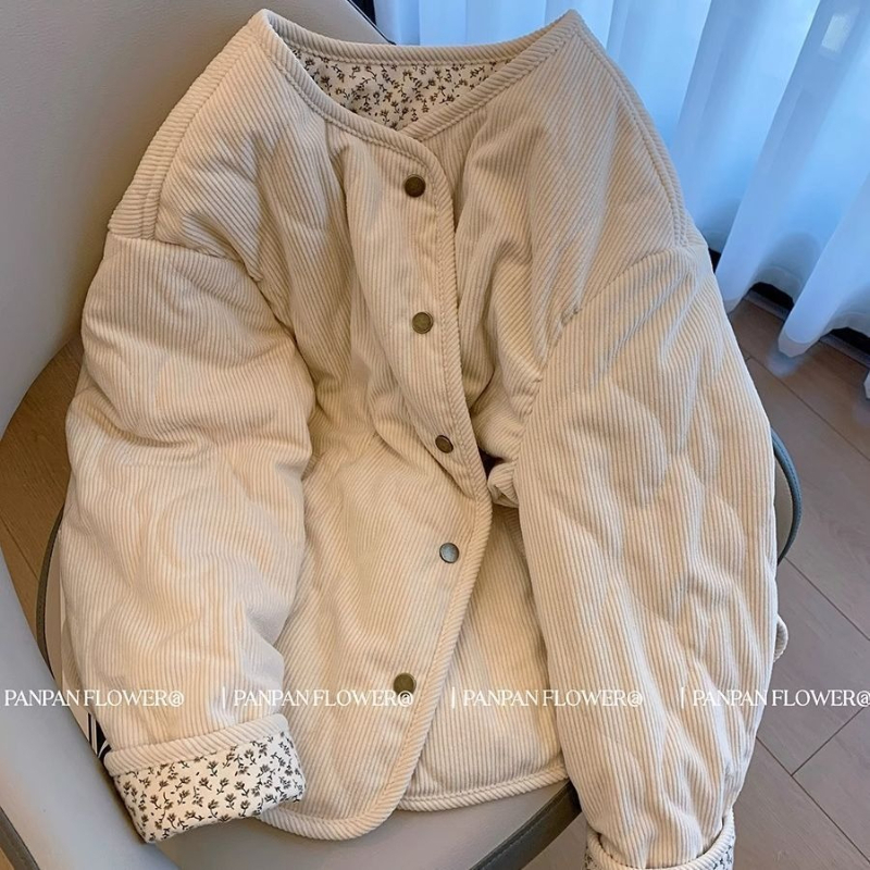 Manteau en coton pour femme, nouvelle collection hiver, coupe ample et polyvalente, imprimé patchwork en flanelle, motif losanges, design unique, couleur abricot