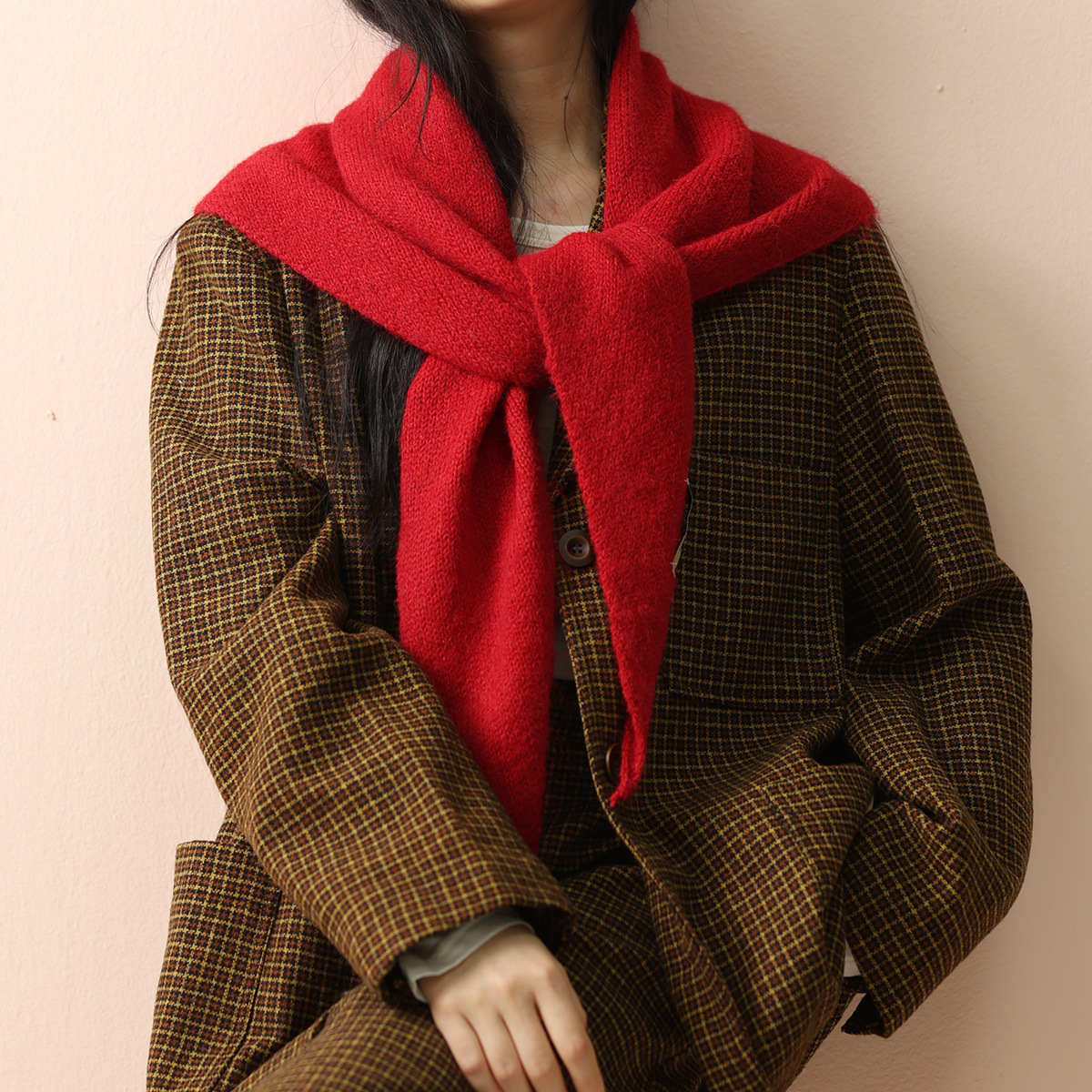 Grande taille laine Style coréen tricoté écharpe triangulaire femmes hiver chaud foulard châle vendu couleur foulard foulard Hijab