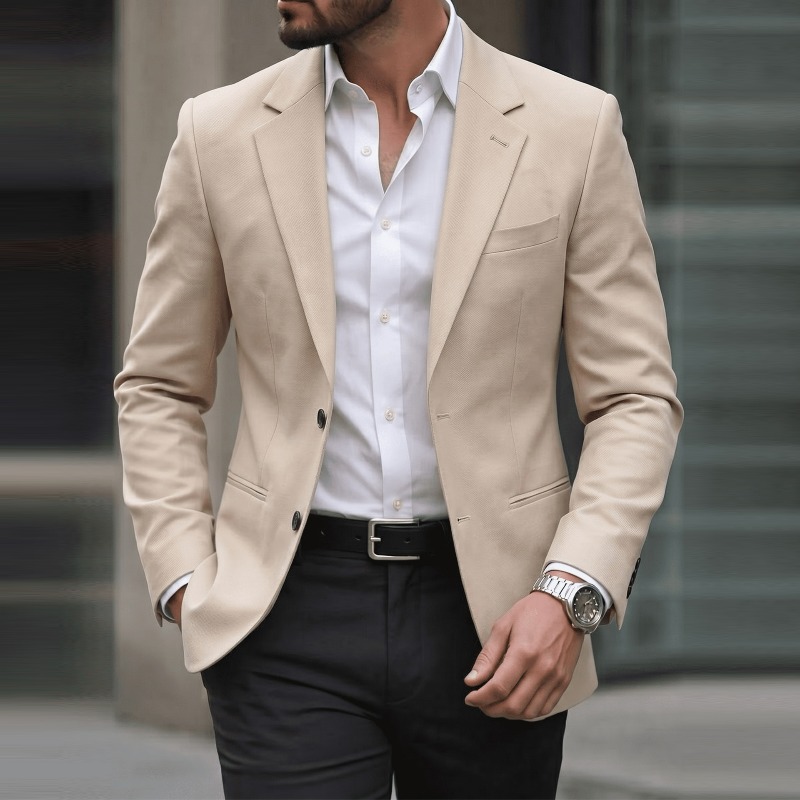 Blazer Homme KIDWHXR Style Coréen Slim Couleur Unie Col Rabattu Veste de Costume Décontractée Manches Longues pour Homme