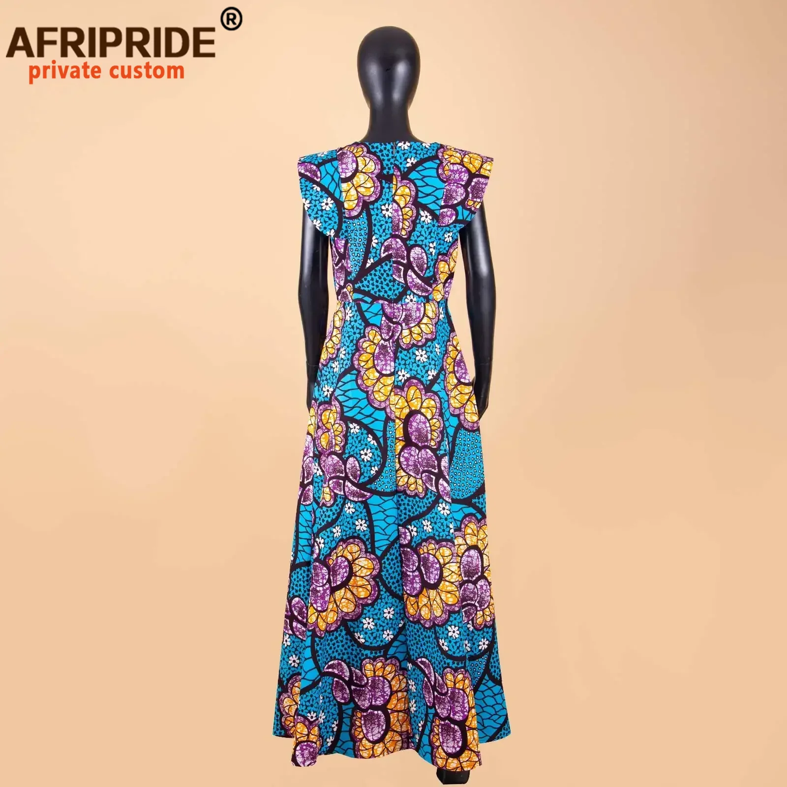 AFRIPRIDE-Robe africaine en coton pour femmes, vêtement imprimé Dashiki, manches courtes, col rond, longueur au sol, ligne A, A1825017