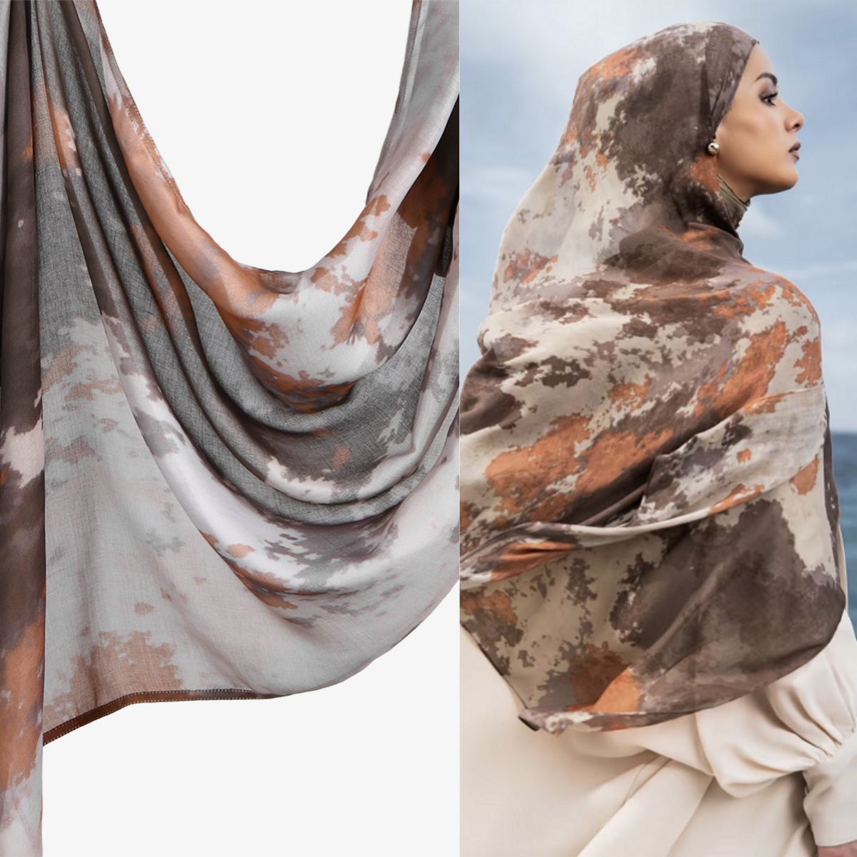 Hijab en coton modal imprimé aquarelle Ramadan pour femmes musulmanes, foulard de mode, châle, turban islamique, bandana, bandeau