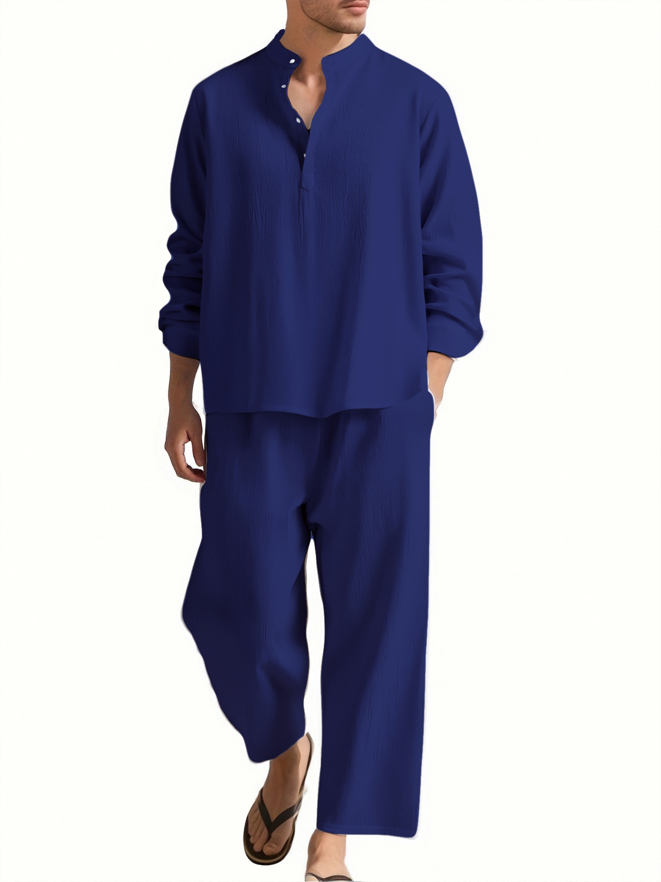 Chemise et pantalon à manches longues pour hommes, vêtements de plage, survêtement, chemises de couleur unie, pantalons de survêtement, vêtements de vacances hawaïennes pour hommes