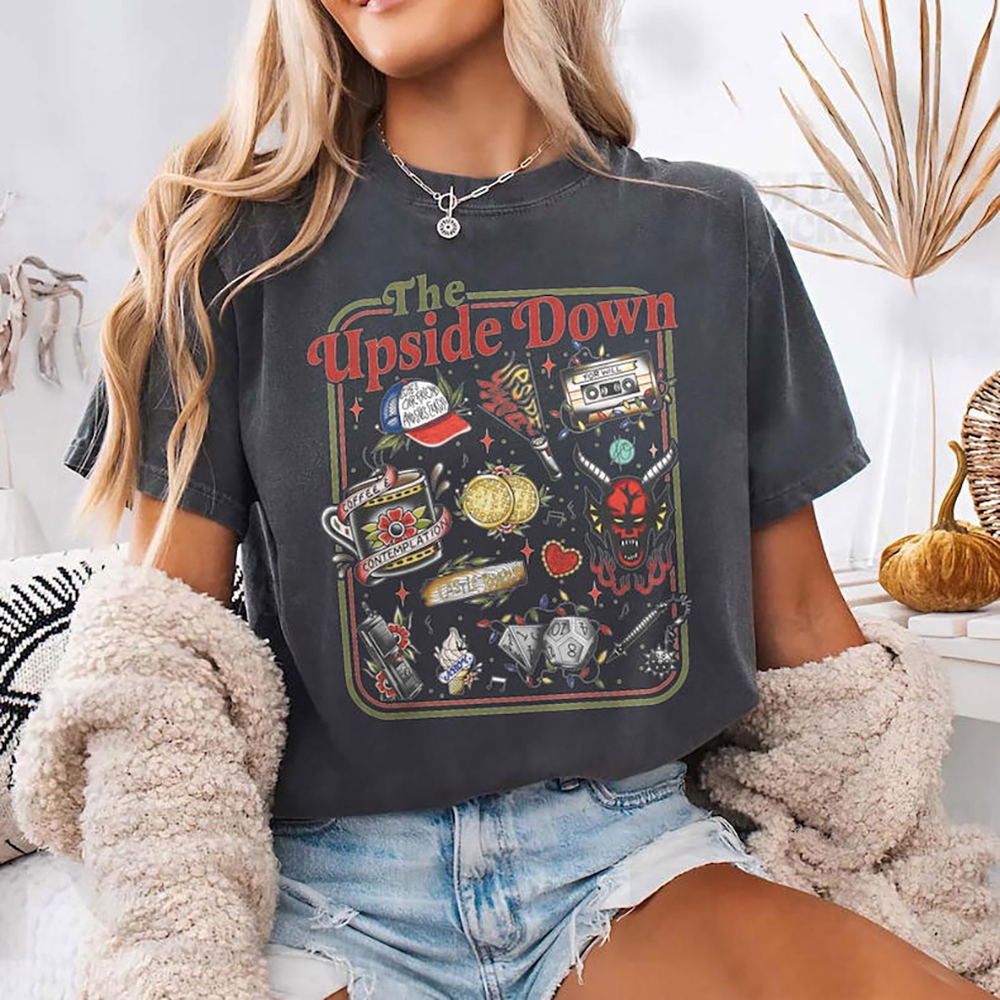 Le T-shirt à l'envers drôle femmes hommes Hawkins Clipart graphique T-shirt étranger ST5 inspiré Demogorgon chemises à la mode gothique hauts
