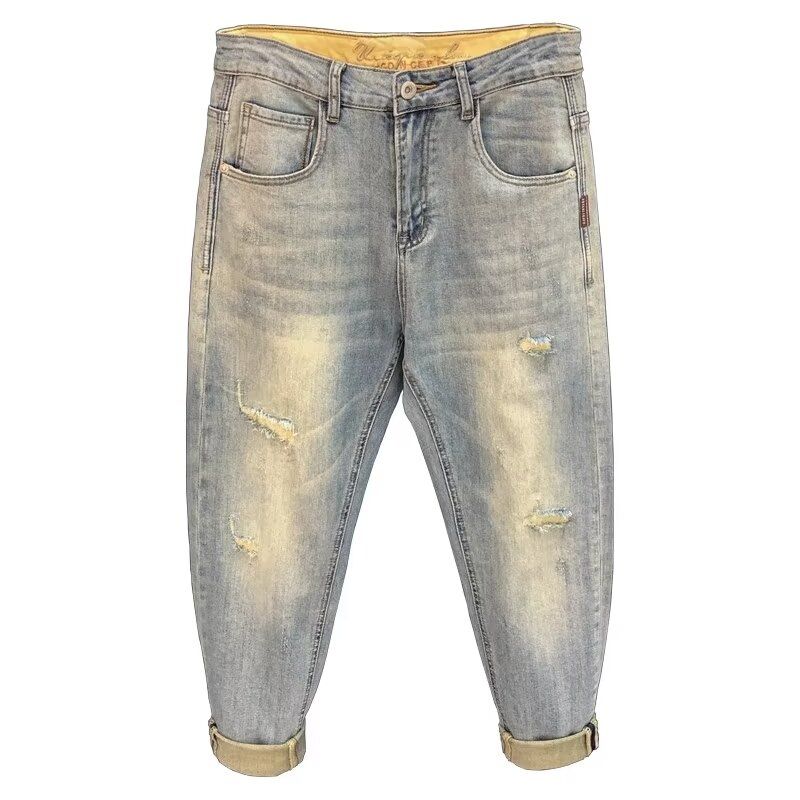 Jean pour homme 2025 printemps automne petits jeans déchirés pantalons Vintage pour hommes marque à la mode Harlan hommes vêtements vêtements de rue