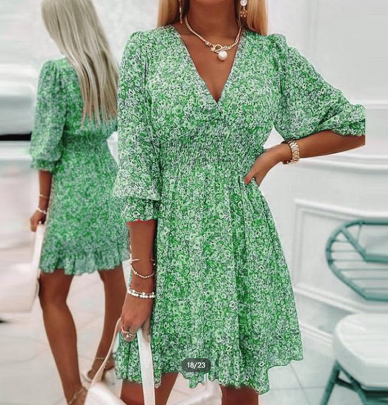 Mini robe bohème à fleurs pour femmes, col en V, manches courtes, imprimé Floral, robe de soirée, pull d'été, robe courte Boho